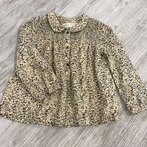 Zara. Ivory floral Peter Pan shirt. Size 18-24m